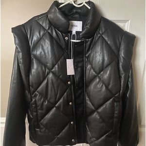 Pistola Black Callista Quilted Jacket with Removable Sleeves. MSRP $248